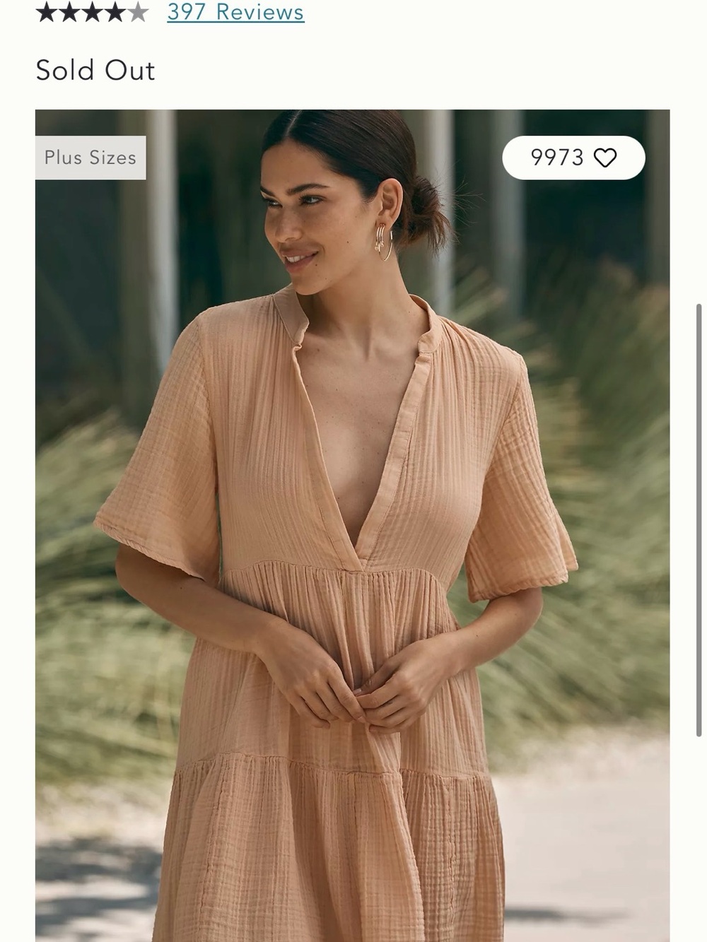 Anthropologie Celandine Kallie 100% Cotton Gauze V-Neck Tiered Dress Coverup